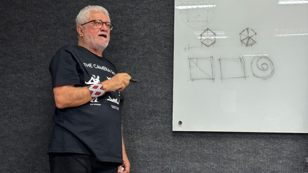 Walter Carvalho explica conceitos na K102. Crédito: Enzo Krieger
