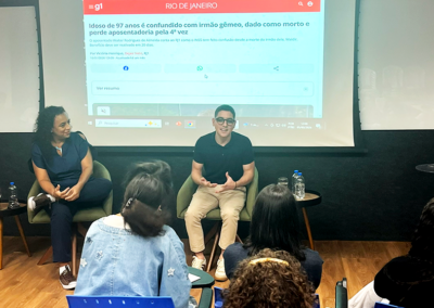 Professora Carmem Petit e o ex-aluno Dejair Neto.