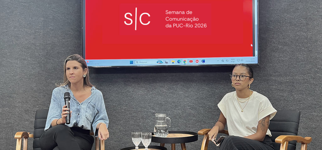 Perla Rodrigues e Ana Luisa Marques participaram do segundo dia da Semana de Comunicação. Foto: Luã Alves.