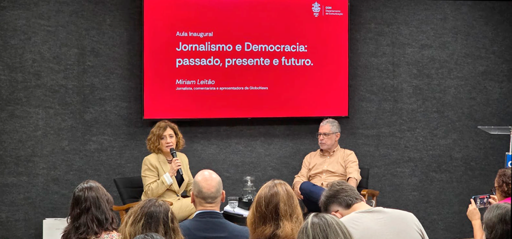 A jornalista Miriam Leitão ministrou a Aula Inaugural da Semana de Comunicação da PUC-Rio. Foto: Alícia Souza